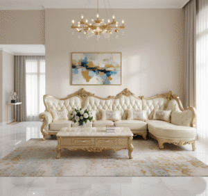 Baroque-Style Tufted Corner Sectional Sofa - Grand Scale Elegance