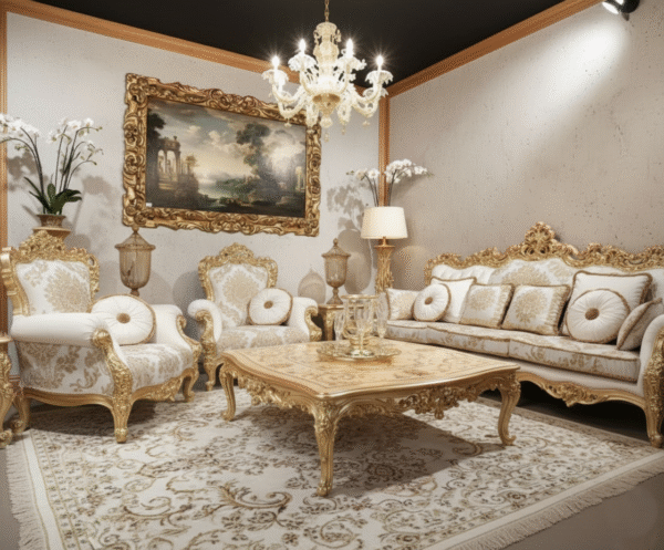Opulent Baroque-Inspired Sofa Set - Grand European Luxury